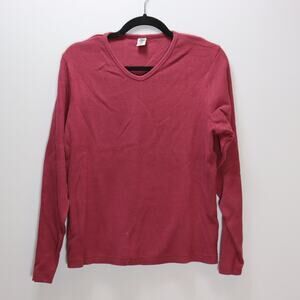 Austin Clothing Co Ribbed V-Neck Long‎ Sleeve Top Maroon Size L